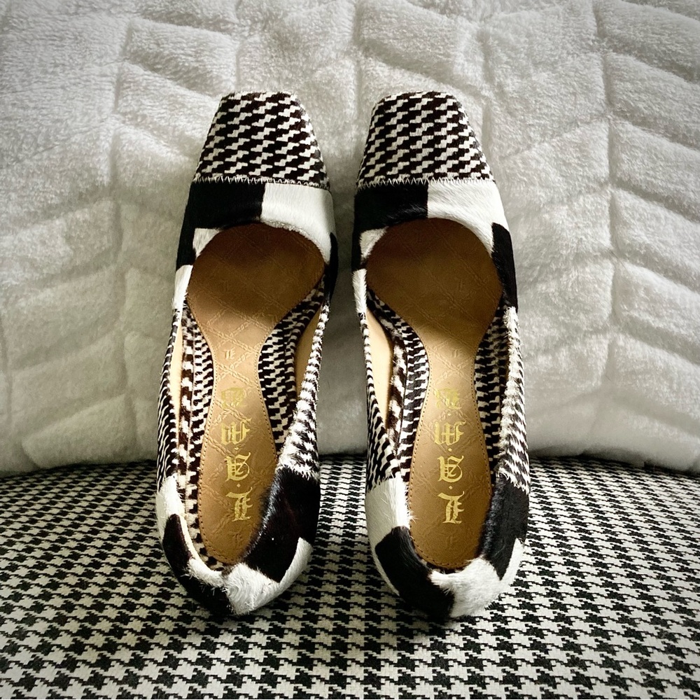 L.A.M.B Houndstooth Juva Calf Hair platform Heels, ORG Box&Dust bag! - Picture 7 of 16